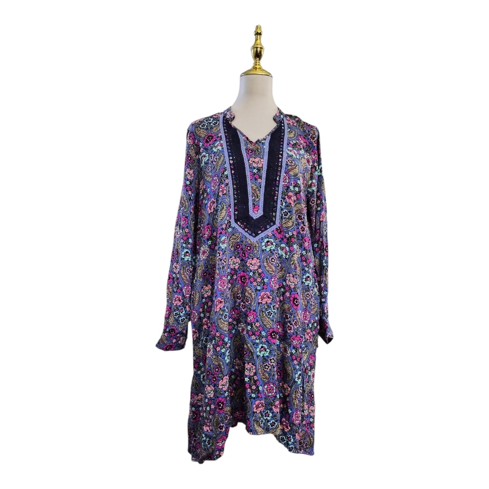 Matilda Jane Sparia Dress NWT Floral Paisley Boho Tunic Long Sleeve Rayon Large